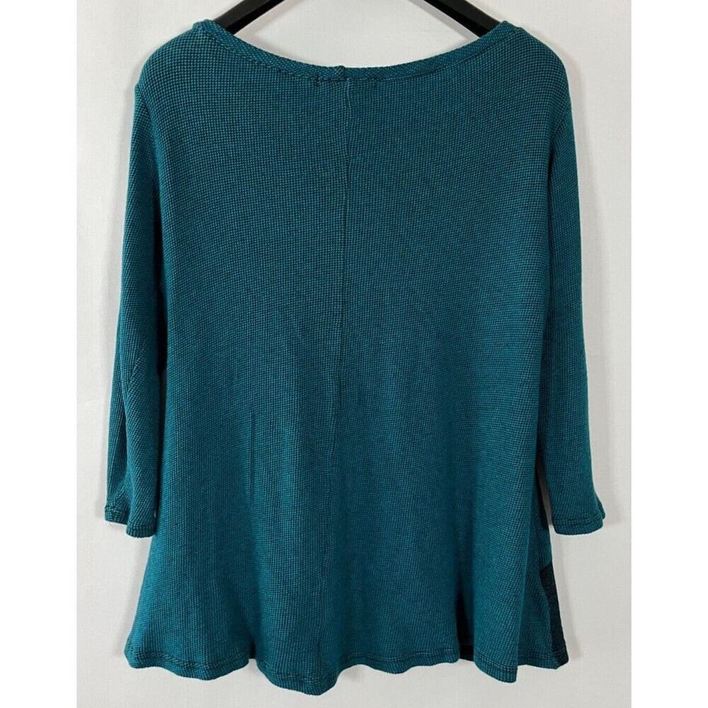 Cut Loose Stretch Knit Top‎ Patchwork Color Block Small Teal Waffle Knit Relaxed - Picture 5 of 7